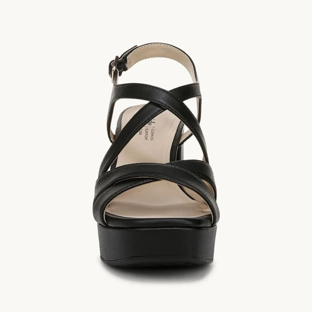 Life Stride Black Platform Shoes with Adjustable Strap